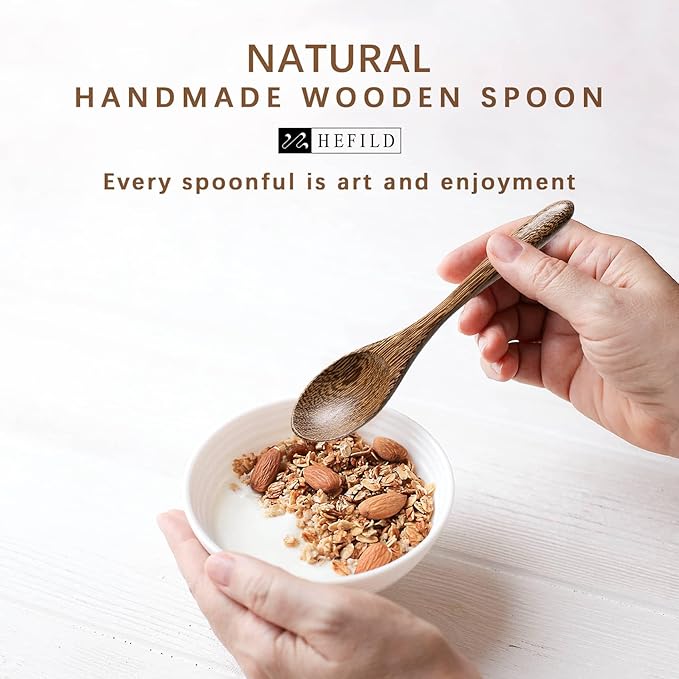 2 PCS Small Wooden Spoons, 5.8 Inch Honey Spoons for Tea, Padauk Wooden Honey Teaspoon for Coffee, Little Tiny Wood Spoons, Bamboo Table Spoon for stirring, Wooden Spoons for Utensils Set - Image 4