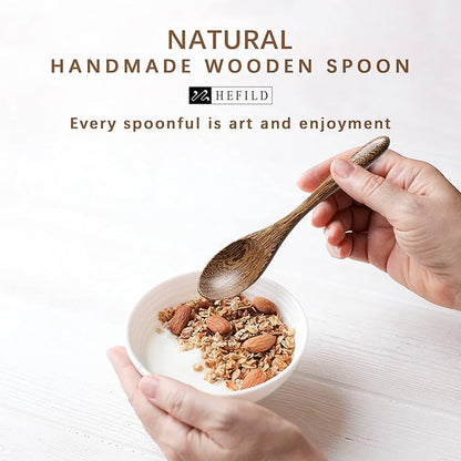 4 PCS Small Wooden Spoons, 5.8 Inch Honey Spoons for Tea, Padauk Wooden Honey Teaspoon for Coffee, Little Tiny Wood Spoons, Bamboo Table Spoon for stirring, Wooden Spoons for Utensils Set - Image 4