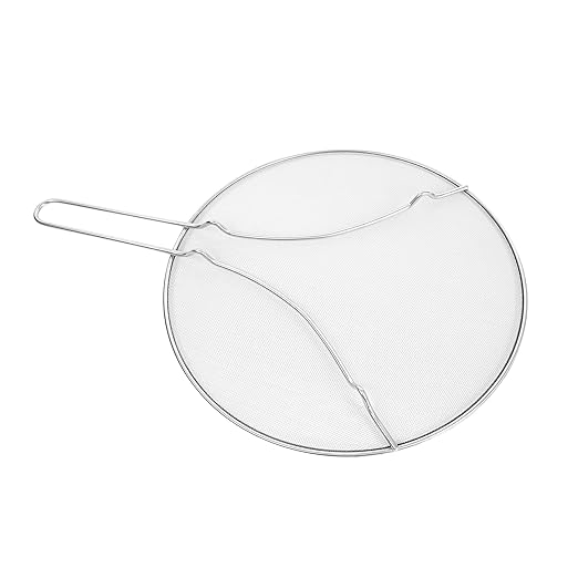 Restaurantware Splatter Screen 1 Count 13" Fine Mesh Cover Stainless Steel Splatter Guard with Resting Feet Cooking Protector for Frying Pan, Cooking Pots, Saute, Grease and Oil, Kitchen Tool