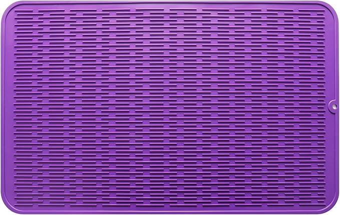MicoYang Silicone Dish Drying Mat for Multiple Usage,Easy clean,Eco-friendly,Heat-resistant Silicone Mat for Kitchen Counter or Sink,Refrigerator or Drawer Liner Purple 3XL 28 inches x 18 inches by MicoYang
