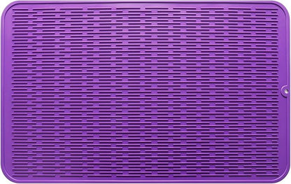 MicoYang Silicone Dish Drying Mat for Multiple Usage,Easy clean,Eco-friendly,Heat-resistant Silicone Mat for Kitchen Counter or Sink,Refrigerator or Drawer Liner Purple 3XL 28 inches x 18 inches by MicoYang