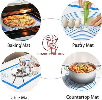 Silicone Pastry Mat for Dough Rolling,Silicone Baking Mat with Measurement for Baking Pie Crust, Pizza & Cookies, Non stick & Non Slip Silicone Mat - Image 5