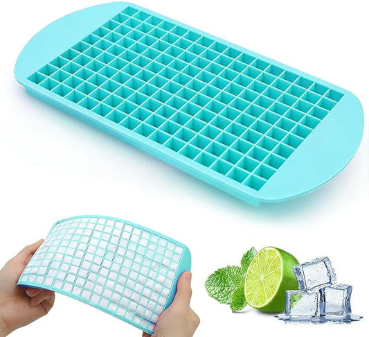 Silicone Ice Cube Tray,160 Mini Crushed Ice Cube Molds Easy Release Small Ice Cube for Chilling Whiskey Cocktail Kitchen Gadgets Stackable 1 Pack Ice Trays,Super mini ice Cubes 1cm³,Without lid