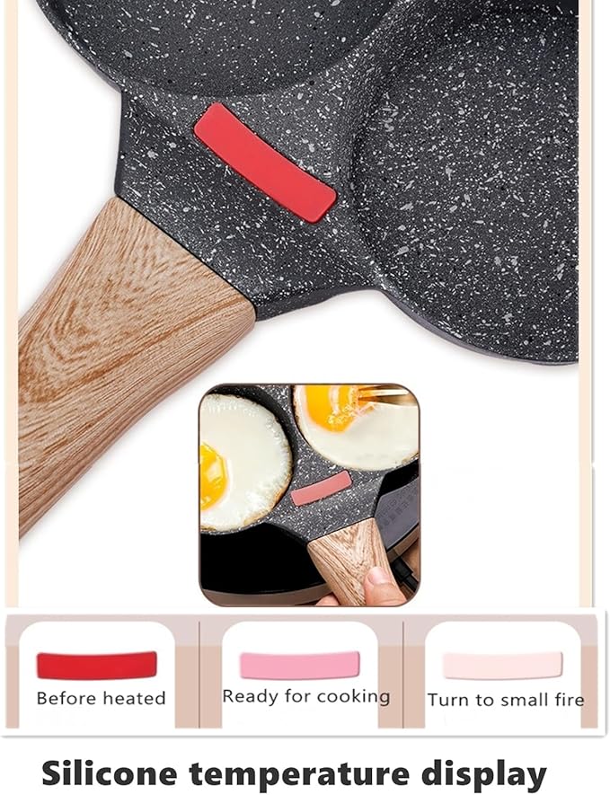 HUPECHAM Egg Pan With Lid 4-Cup Nonstick, and Healthy Granite Egg Frying Pan, Versatile Breakfast Skillet for Eggs, Pancakes, Plett, Crepes, Compatible with Gas Stove and Induction Cooktop - Image 4