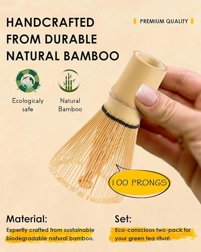 Matcha Whisk - 2-pack Bamboo matcha Whisk set, Handcrafted Traditional Japanese Chasen, 100-Prong Matcha Stirrer Wisk Mixer Brush for Authentic Matcha Tea Preparation - Image 4