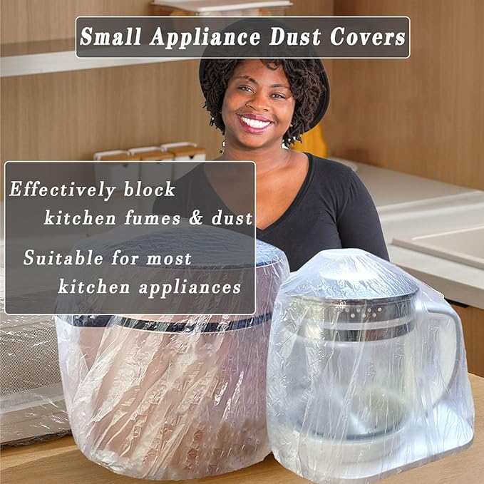 STAYWILD 30 PCS Kitchen Small Appliance Dust Covers,Disposable Thickened Plastic Cover for Air Fryer,Blender,Coffee Maker,Pressure Cooker & Slow Cooker - Image 2