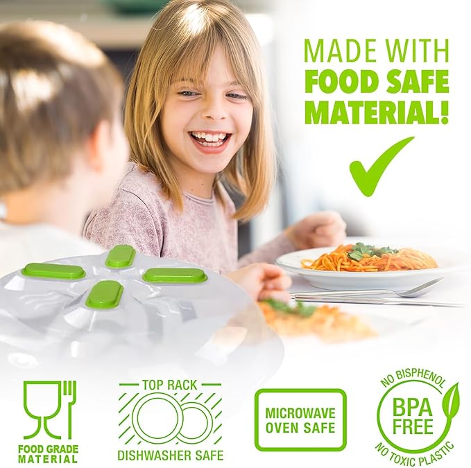 HOVER COVER Magnetic Microwave Cover for Food | Clear Microwave Splatter Cover | Microwave Plate Cover with Steam Vents | Food Grade Dish Cover | BPA-Free | Dishwasher Safe | Green - Image 8