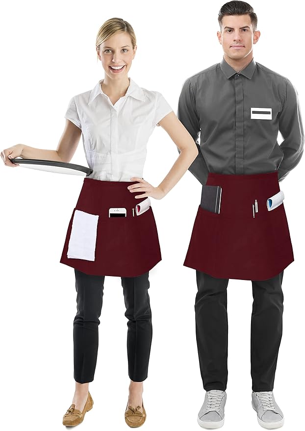 Utopia Wear 4 Pack Server Aprons with 3 Pockets, Waiter and Waitress Waist Aprons for Women with Pockets, Men Short Aprons - Image 2
