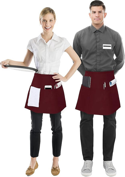 Utopia Wear 4 Pack Server Aprons with 3 Pockets, Waiter and Waitress Waist Aprons for Women with Pockets, Men Short Aprons - Image 2