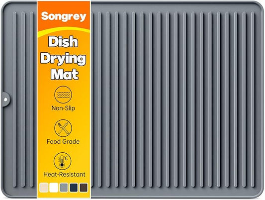 Songrey 24" x 18" Silicone Dish Drying Mat, Kitchen Counter Drying Pad for Sink Dishes or Under Rack, Multi-Use as Heat Resistant Trivet, Coffee Bar Mat by Unknown