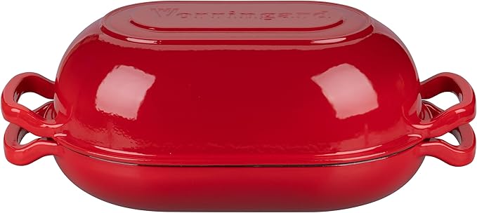 VORRINGARD Enameled Cast Iron Sourdough Bread Oven, Dutch Oven, Loaf Cast Iron Bread Pan for Homemade Bread Baking, Meatloaf Pan with Lid, 5QT, Red - Image 7