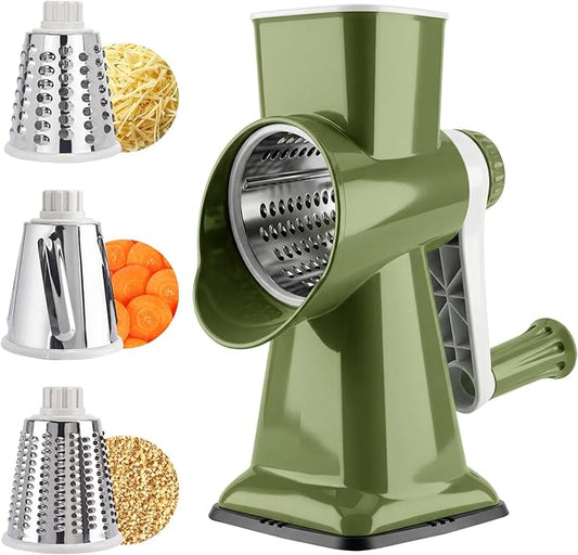 Rotary Cheese Grater,Cheese Shredder Hand Crank, Manual Cheese Grater for Veggies, 3-Blade Grater, Home Kitchen Appliances and Kitchen Gadgets by Unknown