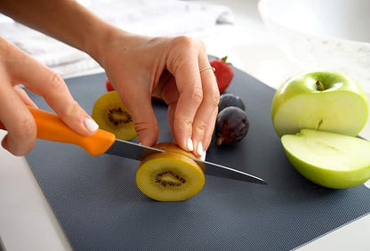 Dexas Heavy Duty Cutting Board Grippmat, Flexible Cutting Boards for Kitchen, Set of 4, Non Slip Plastic Board Cutting Mat 11.5 by 14 Inches Gray, Red, White and Green Set, Kitchen Gadgets