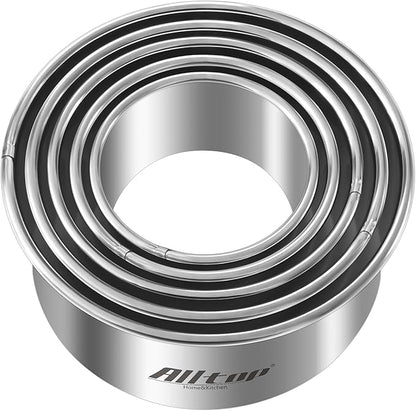 ALLTOP 5 Pcs Round Biscuit Cutter-Stainless Steel Baking Essential Tool for Effortless Circle Cookie Shaping,Pastry,Cake Decoration&Fondant Creation–Precise Cut Utensil for Dumpling,Scone, Donut by ALLTOP