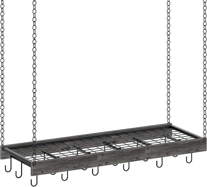 CHOEZON Hanging Pot Rack, 35.4" L x 13" W Ceiling Pot Hanger, Industrial Style Pot Rack, Wall Mounted Pot Hanger for Kitchen, Pot and Pan Hanging Rack, with Hooks, Charcoal Black and Black TPR12BCC1 by Choezon
