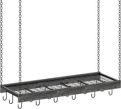 CHOEZON Hanging Pot Rack, 35.4" L x 13" W Ceiling Pot Hanger, Industrial Style Pot Rack, Wall Mounted Pot Hanger for Kitchen, Pot and Pan Hanging Rack, with Hooks, Charcoal Black and Black TPR12BCC1 by Choezon