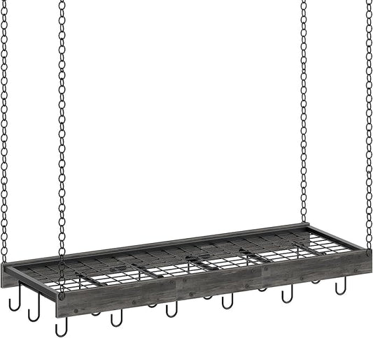 CHOEZON Hanging Pot Rack, 35.4" L x 13" W Ceiling Pot Hanger, Industrial Style Pot Rack, Wall Mounted Pot Hanger for Kitchen, Pot and Pan Hanging Rack, with Hooks, Charcoal Black and Black TPR12BCC1 by Choezon