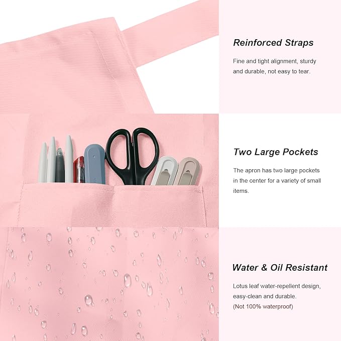 15 Pcs Adult Aprons Bulk with Pockets Adjustable Bib Chef Apron for Women Men Painting Cooking Crafting (S/L) - Image 2