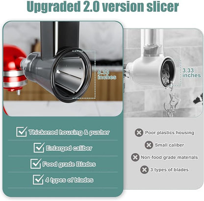 Slicer Shredder Attachment for Kitchenaid Stand Mixer, Salad Machine with Vegetable Slicer, Salad Maker, Food Slicers Cheese Grater Attachments for Kitchenaid Mixer Dishwasher Safe, Black - Image 4