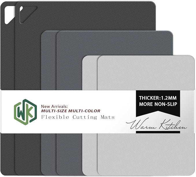 WK Flexible Plastic Cutting Boards for Kitchen, 6 Pieces Cutting Board Mats, Thin Cutting Board Sheets, Dishwasher Safe, BPA Free, Multi Sizes Set of 6 by WKHome