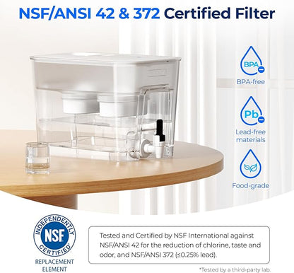 Waterdrop WFD-22L-DF Water Filter Dispenser, 40-Cup Water Purifier, 2 Built-in Filters, 8X Faster Filtration, 400-Gallon Lifespan, 10X Longer Lifetime, Reduces Chlorine, PFOA/PFOS, White - Image 6