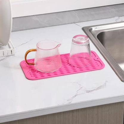 MicoYang Silicone Dish Drying Mat for Multiple Usage,Easy clean,Eco-friendly,Heat-resistant Silicone Mat for Kitchen Counter or Sink,Refrigerator or Drawer Liner Rose S 12 inches x 6 inches - Image 6