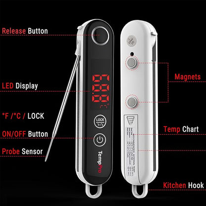 TempPro TP18 Instant Read Meat Thermometer Digital with Thermocouple Sensor, Cooking Food Thermometer for Grill, Smoker, BBQ, Oil Deep Frying, Candy, Kitchen Thermometer Bakeware(Previously ThermoPro) - Image 7