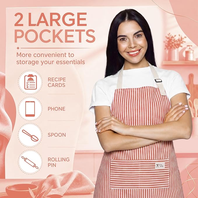 Janmercy 24 Pcs Aprons for Women Men with 2 Pockets Linen Cooking Kitchen Apron Adjustable Bib Chef Apron Bulk Aprons Unisex
