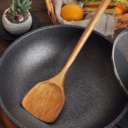 Wooden Spatula,Slotted Turner,Soup Ladle,Long Handle Utensils Set,Handmade for Kitchen Cookware (Wooden Utensil 4 Sets) - Image 4