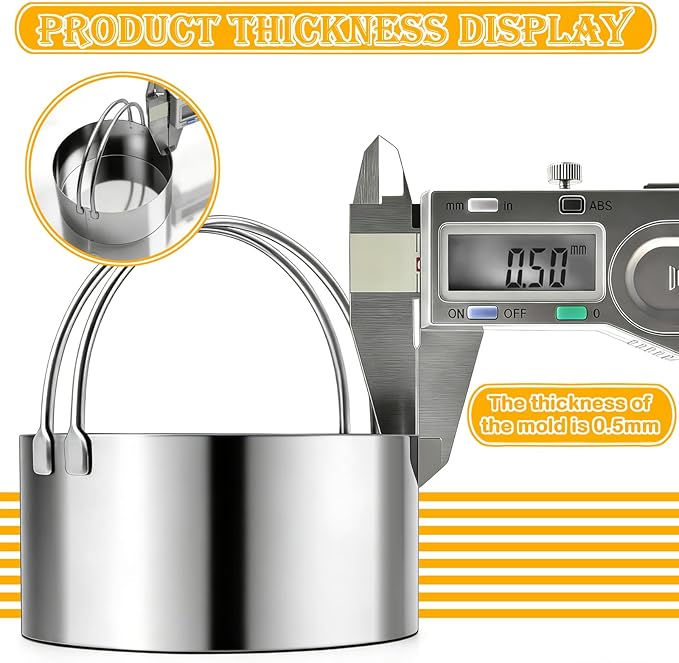 Cookie Cutters (5 Pieces/Set),Round Biscuit Cutter Set with Handle and Big Ring, Professional Baking Dough Cutter Tools for Cakes, Sandwiches, Donuts, Dumplings - Image 4