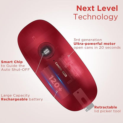 Canslab Ultrablade PRO Auto Stop Can Opener - Rechargeable Electric Can Opener for Kitchen for Seniors with Arthritis- One touch Side Cut Can Opener, Smooth Edge, Handfree, Portable Small Size, Red - Image 3