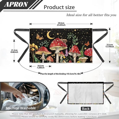 Server Apron with 3 Pockets, Waterproof Oil Waitress Waiter Half Apron for Restaurant Hotel Kitchen Cafe