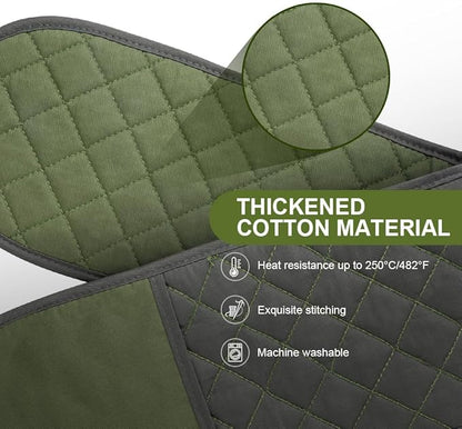 AUAUY Green Double Oven Mitts, 250°C/482°F Heat Resistant BBQ Mittens with Ropes, Silicone Non-Slip Design Kitchen Mittens, Cooking Glove Kitchen Accessories for Cooking Baking Grilling - Image 3