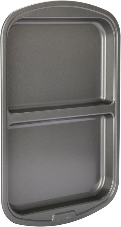 GoodCook Everyday Divided Sheet Pan 1-Inch Deep 2-Section Non-Stick Scratch-Resistant Carbon Steel Construction for Meal Prepping & Sheet Pan Dinners, 11x16-Inch, Gray