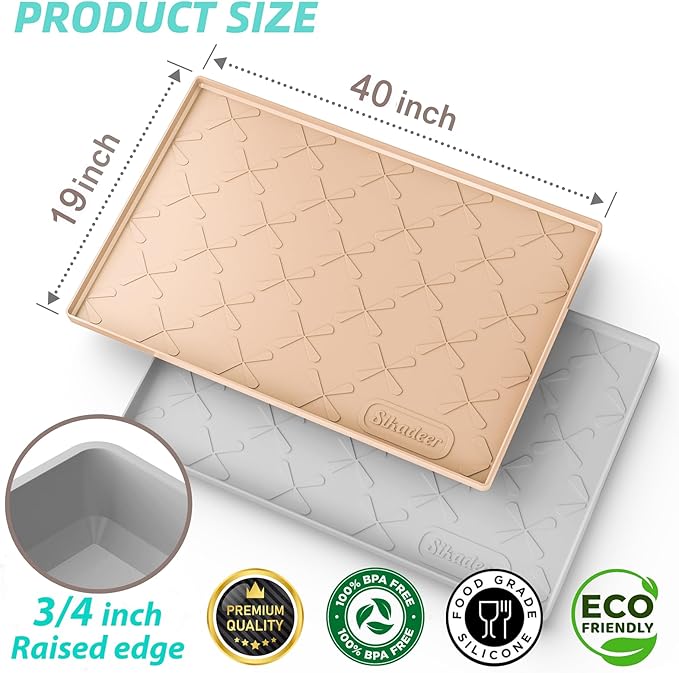 SIKADEER 40" x 19" Under Sink Mat Waterproof, Silicone Mat Kitchen Drawer Shelf and Cabinet Liner, Sink Protector for Kitchen Organizers and Storage, Boot Tray Pet Food Mats - Image 3