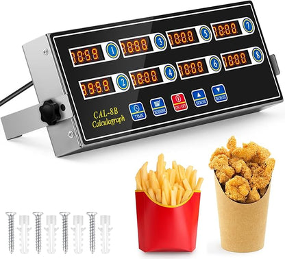 Relaxweex 1 Pack Commercial 8 Channel Digital Kitchen Timer, Multi-Countdown Timer with Loud Alarm & Large LCD Display, Wall Mount or Countertop for Restaurant, Fry Station, Baking & Lab Use by Relaxweex