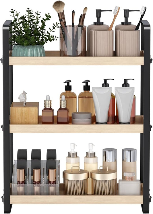 HNRLOY Bathroom Counter Organizer,Bathroom Countertop Organizer,Counter Shelf,Countertop Storage,Organization and Storage,Makeup Shelf,Sink Caddy(Burlywood 3 Tier) by Unknown