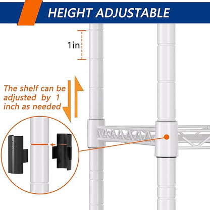 REGILLER 5-Wire Shelving Metal Storage Rack Adjustable Shelves,Standing Storage Shelf Units for Laundry Bathroom Kitchen Pantry Closet(White,11.8" D x 16.6" W x 53.5" H) - Image 5
