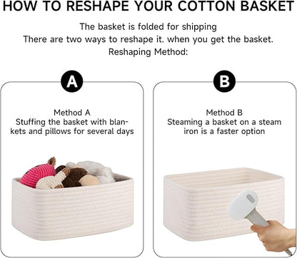 OIASKET 6 Pack Storage Baskets for Shelves, Small Baskets for Shelves, Cute Decorative Storage Bins, Organizer Basket for Gifts Empty, 11.8''Lx7.8''Wx4.7''H-White