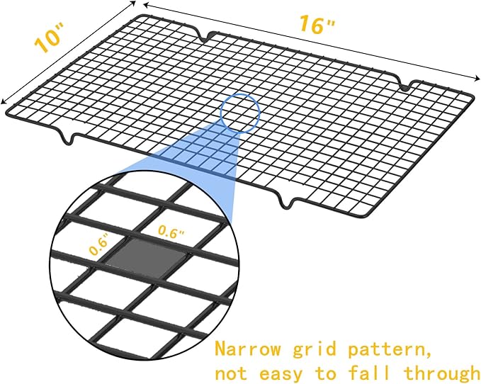 Tebery 2 Pack Black Heavy Duty Wire Cooking Rack Baking Racks, 16" x 10" Nonstick Baking & Cooling Grid for Roasting, Cooking, Grilling, Drying - Image 2