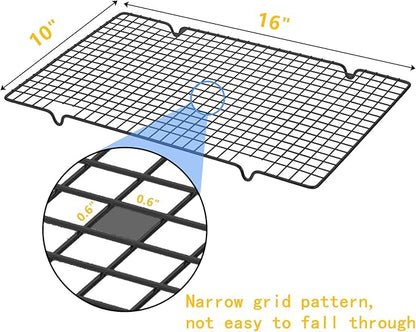 Tebery 2 Pack Black Heavy Duty Wire Cooking Rack Baking Racks, 16" x 10" Nonstick Baking & Cooling Grid for Roasting, Cooking, Grilling, Drying - Image 2