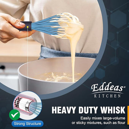 Eddeas Silicone Whisk, 500°F Heat Resistant Non Scratch Coated Whisks for Cooking Baking Balloon wisk, Kitchen Whisk Tool Set, for Stirring, Beating & Blending of 3 Size 7.5"+ 9" +11 inch - Image 4
