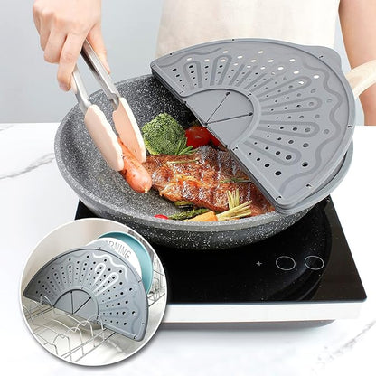 Silicone Splatter Screen For 10, 11 and 12 Inch Frying Pan, Foldable Splash Guard, Multi-Use Grease Splatter Guard/Trivet Mat, 12" Non-Stick Oil Splatter Guard, Dishwasher Safe, BPA Free, Gray - Image 6