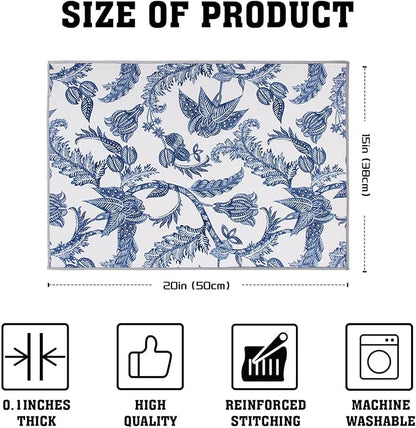 Dish Drying Mat Floral Print Microfiber kitchen drying mat, 20x15 inches, Dish Drying Mats for Kitchen Counter, Super Absorbent, Anti-Slip, Fast Drying, Kitchen Must-Have - Image 2
