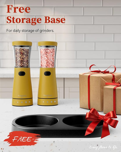 Electric Salt and Pepper Grinder Set with Storage Base, Stainless Steel Rechargeable Salt and Pepper Grinder Set with 4.5 oz Large Capacity, 1.8" Wide Mouth, Adjustable Coarseness, Ideal for Kitchen - Image 9