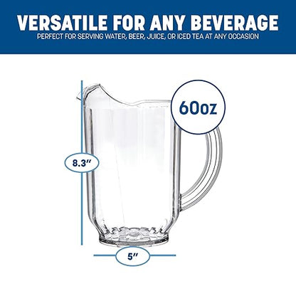 Carlisle FoodService Products Versapour Clear Pitcher Tall Pitcher for Kitchens, Restaurants, and Catering, Plastic, 60 Ounces, Clear - Image 2