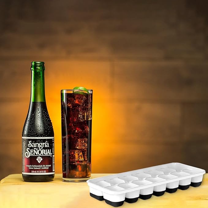 Set of 4 Stackable Silicone Ice Cube Trays with Removable Lids - Flexible, Spill-Resistant, Dishwasher Safe (Black) - Image 2