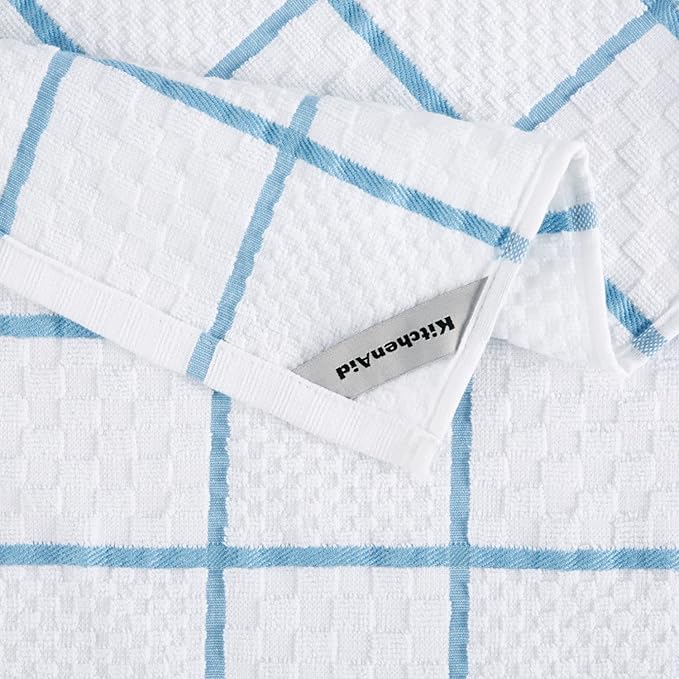 KitchenAid Quilted Cotton Terry Cloth Oven Mitt, Pot Holder, Kitchen Towel 4-Pack Set, Heat Resistant, Silicone Grip, Gift Set, Blue Velvet, 16"x26", 7"x13" & 7"x10" - Image 9