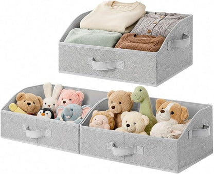 GRANNY SAYS Closet Organizer Bins, Trapezoid Storage Bin, Storage Baskets for Shelves, Collapsible Clothes Organizers and Storage, Baskets for Organizing Clothes, Toys, Ash Gray, 3-Pack