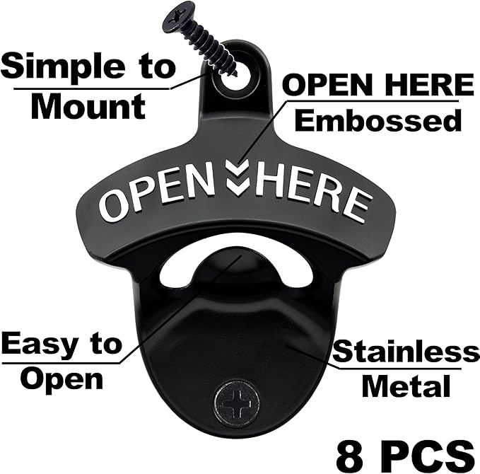 8PCS Bottle Opener Wall Mount Rustproof Black Screw in Wall Beer Cap Opener for DIY Handicrafts - Image 2